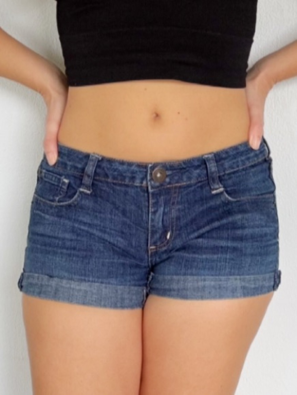 Arizona Jean Co Stretch dark wash low rise cuffed hem Jean shorts size 5